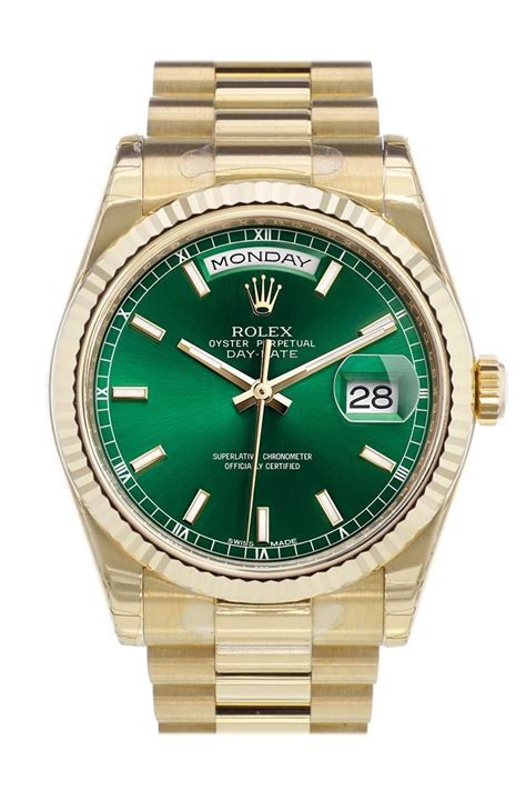 rolex green dial day date|day date 36 rolex price.